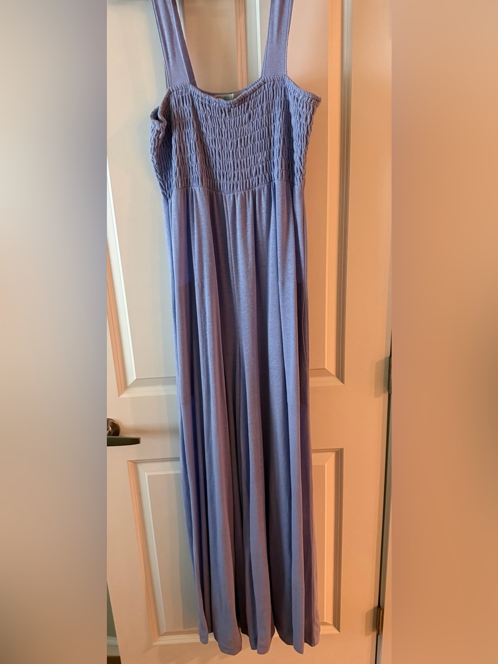 Smocked Maxi Jumper in Lavender Blue - Women's Sleeveless Summer